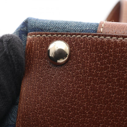Gucci Tote Abbey Interlocking Denim Blue Brown Handbag — view 8
