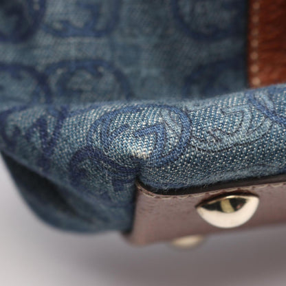 Gucci Tote Abbey Interlocking Denim Blue Brown Handbag — view 5
