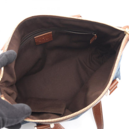 Gucci Tote Abbey Interlocking Denim Blue Brown Handbag — view 3