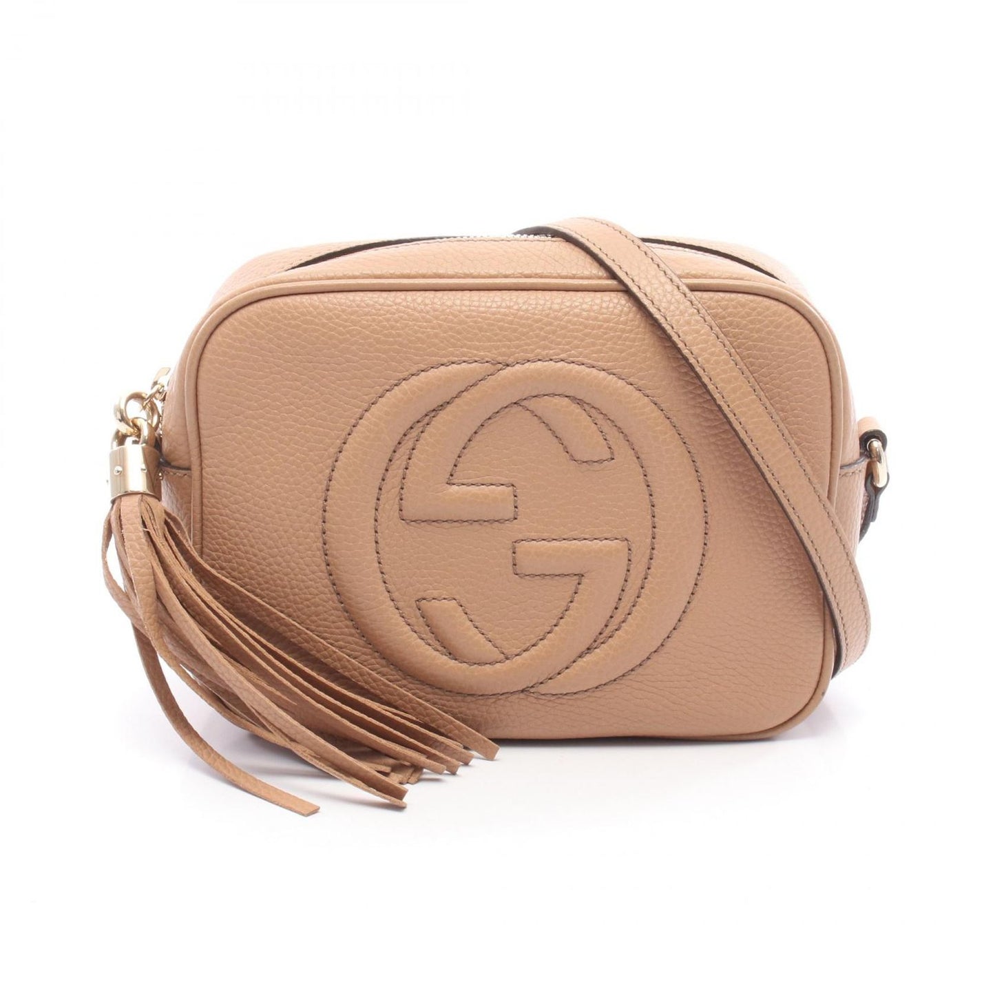 Gucci Shoulder Bag Soho Interlocking Beige Leather