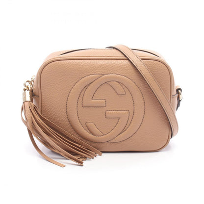 Gucci Shoulder Bag Soho Interlocking Beige Leather