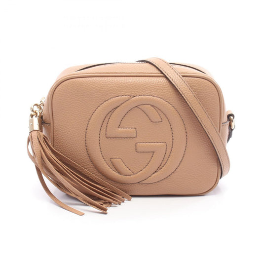 Gucci Shoulder Bag Soho Interlocking Beige Leather