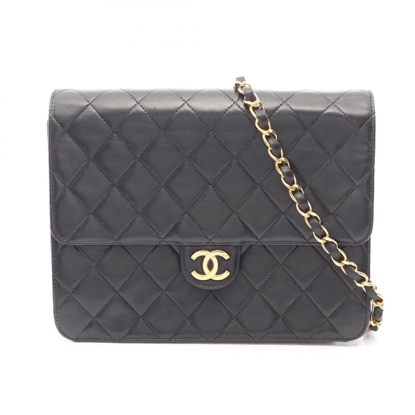 Chanel Shoulder Bag Quilted lela Sbnine Black Lambskin Che