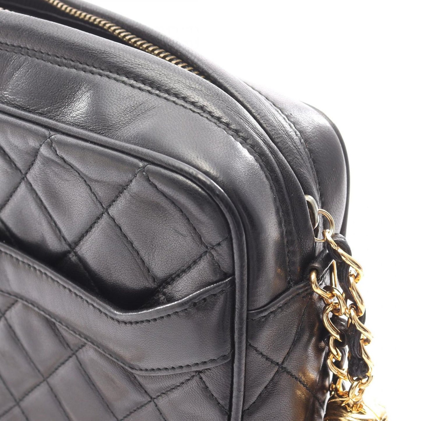 Chanel Shoulder Bag Quilted Black Lambskin Che — view 7