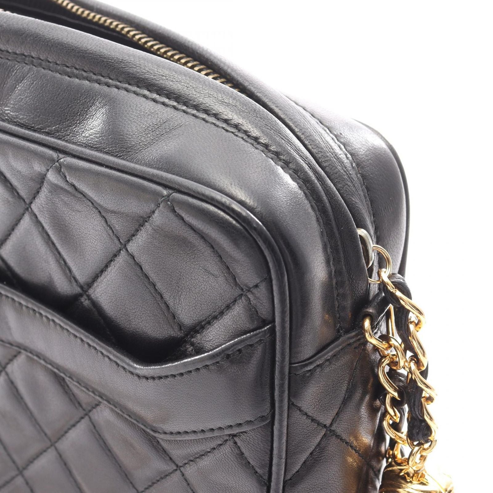 Chanel Shoulder Bag Quilted Black Lambskin Che — view 7