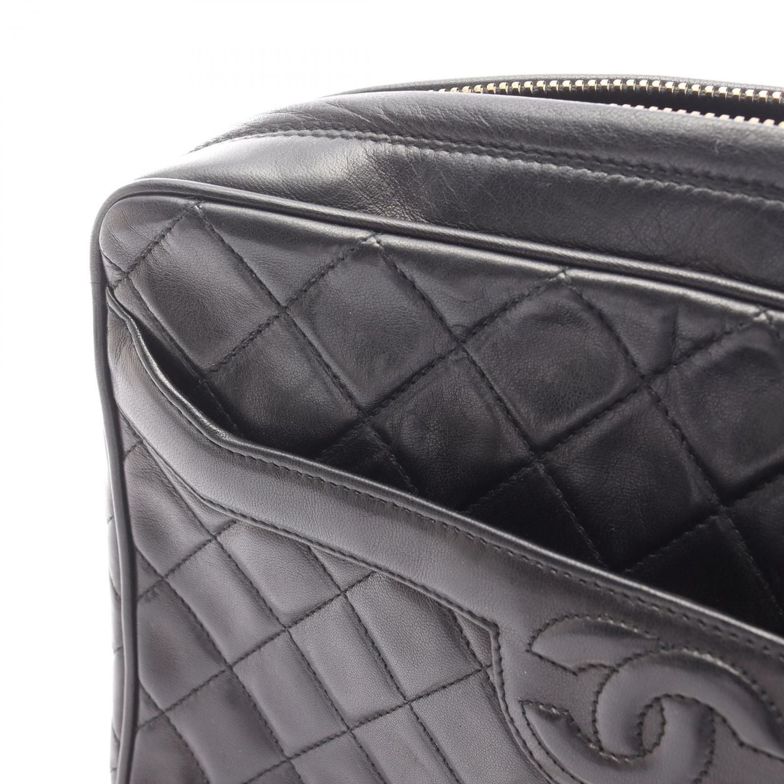 Chanel Shoulder Bag Quilted Black Lambskin Che — view 8