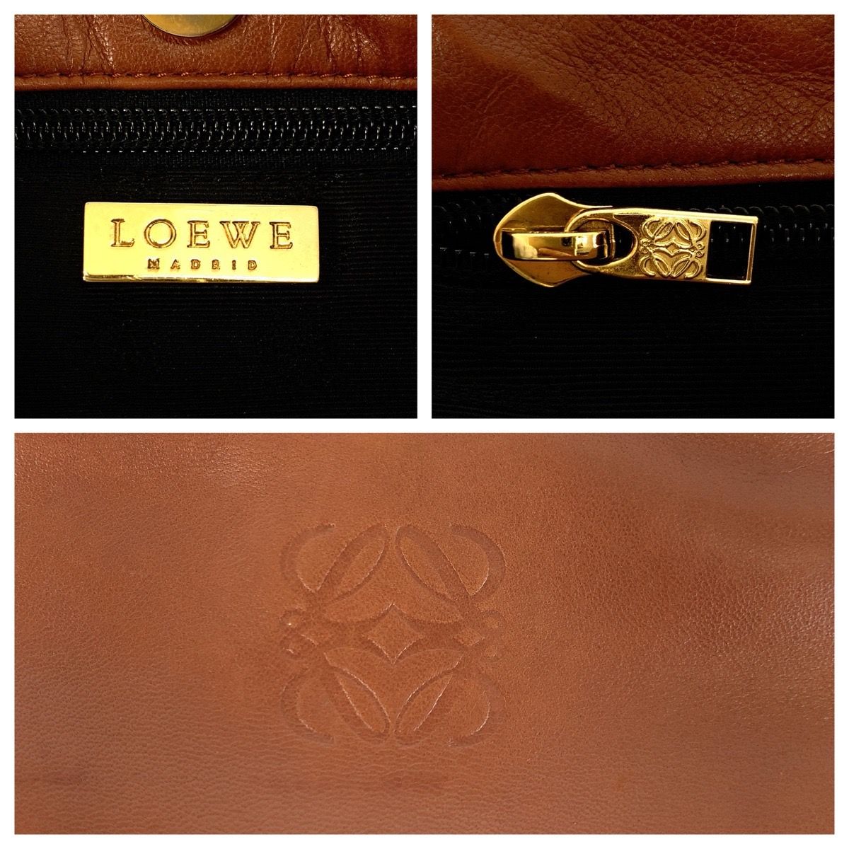 Loewe Anagram Brown Camel Gold Leather Tote — view 4