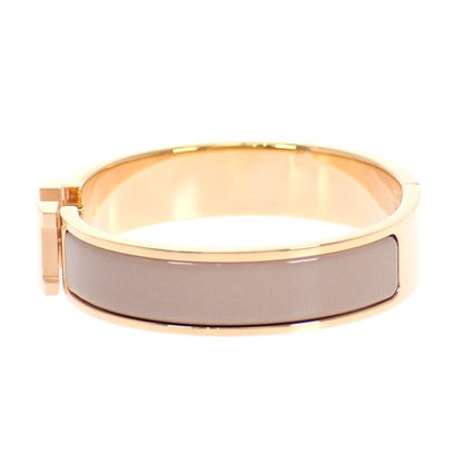 Hermes Click Bracelet Bangle Metal Pink Gold Enamel Gray Brown Glasse — view 6