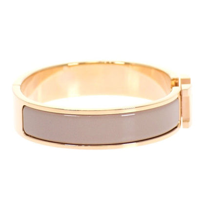 Hermes Click Bracelet Bangle Metal Pink Gold Enamel Gray Brown Glasse — view 7