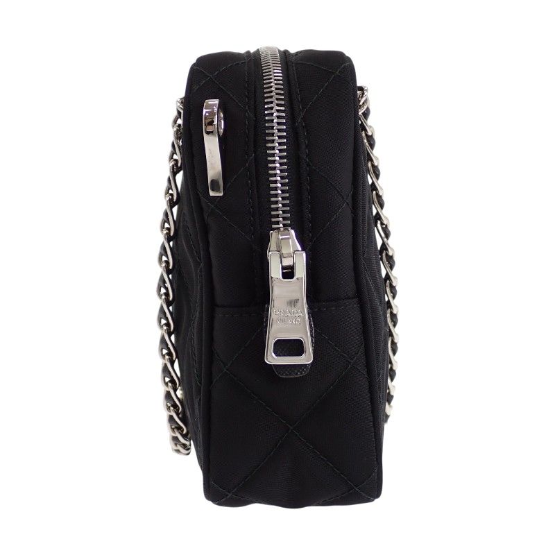 Prada Quilted 2-Way Shoulder Tote Nylon Black Silver — view 6