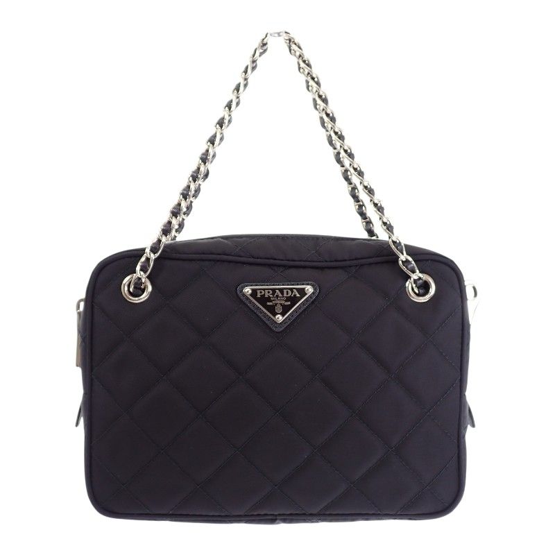 Prada Quilted 2-Way Shoulder Tote Nylon Black Silver — view 2