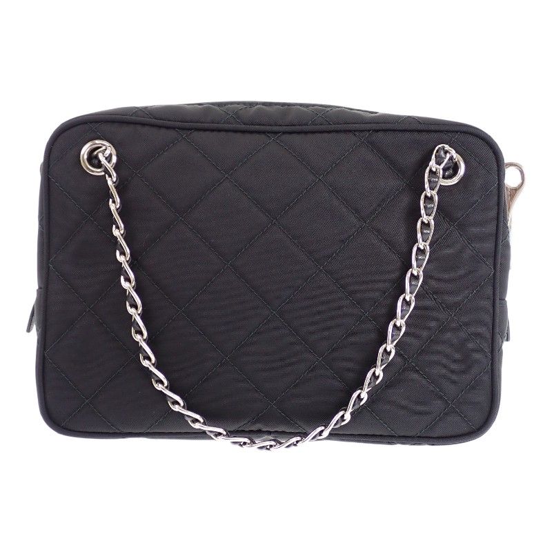 Prada Quilted 2-Way Shoulder Tote Nylon Black Silver — view 4