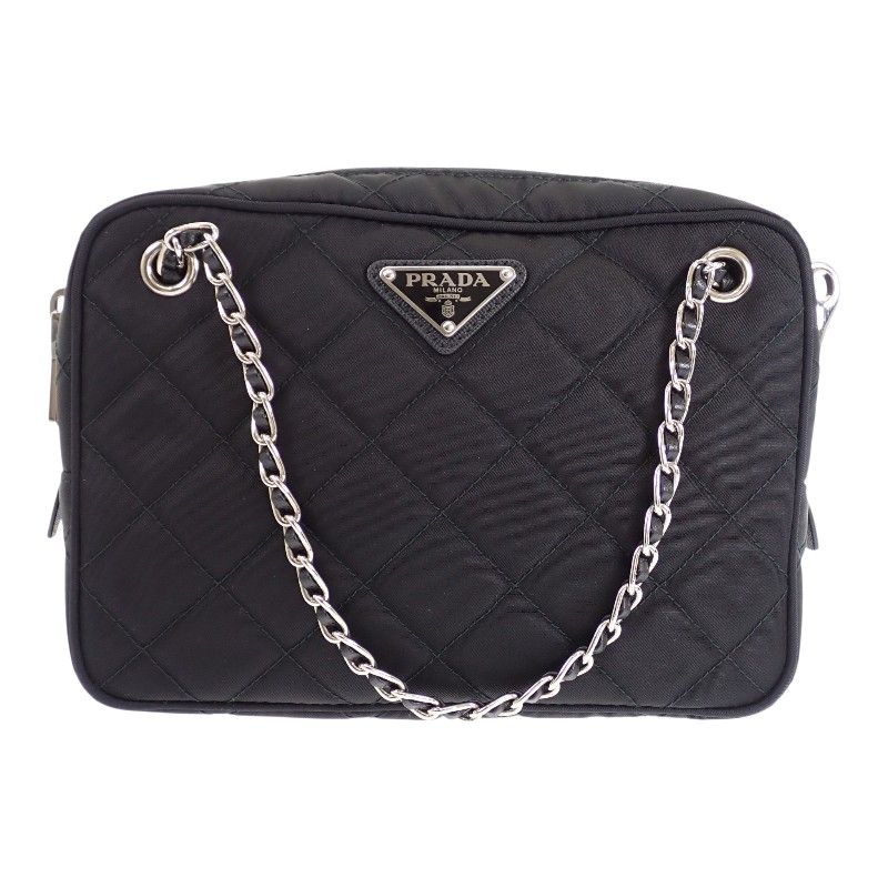Prada Quilted 2-Way Shoulder Tote Nylon Black Silver — view 3