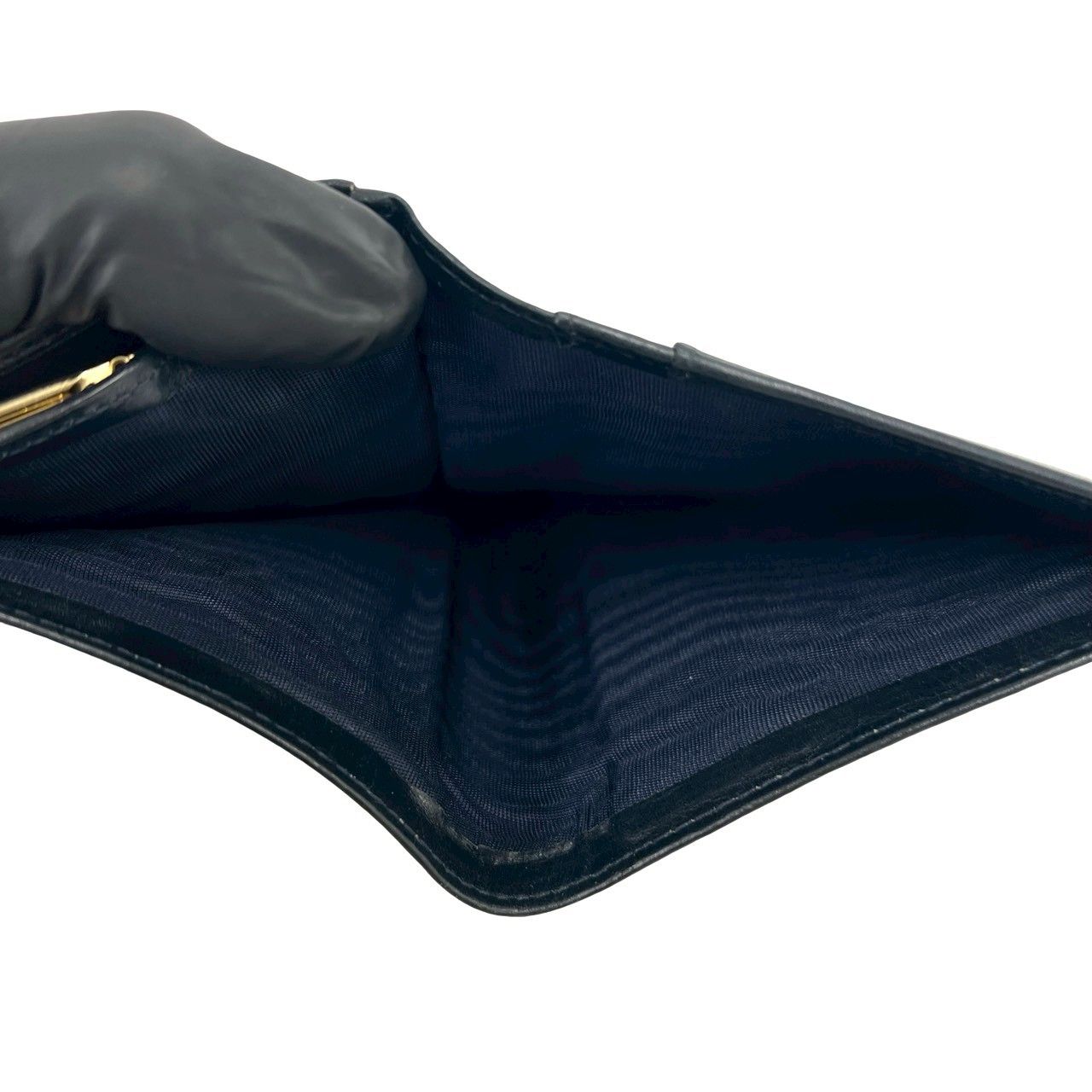 Gucci Vintage GG Logo Leather Clasp Bifold Wallet Mini Navy — view 8