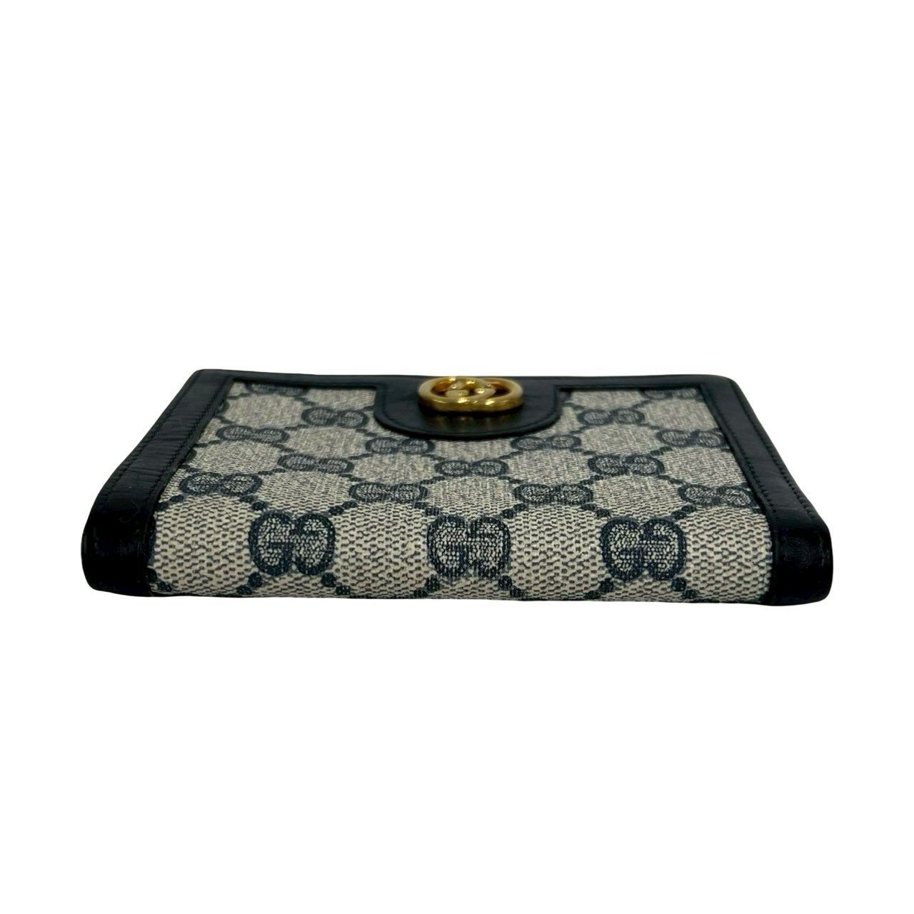 Gucci Vintage GG Logo Leather Clasp Bifold Wallet Mini Navy — view 6
