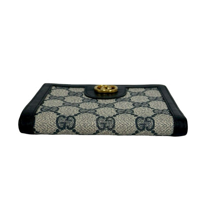 Gucci Vintage GG Logo Leather Clasp Bifold Wallet Mini Navy — view 6