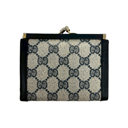 Gucci Vintage GG Logo Leather Clasp Bifold Wallet Mini Navy — view 2