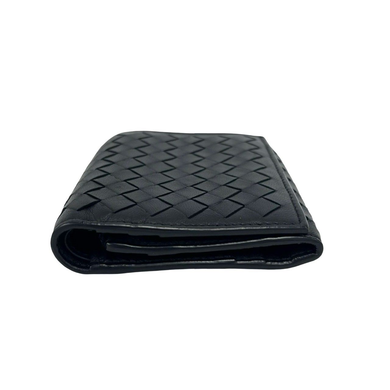 Bottega Veneta Intrecciato Leather Trifold Wallet Mini Black Handbag — view 4