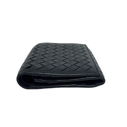 Bottega Veneta Intrecciato Leather Trifold Wallet Mini Black Handbag — view 4