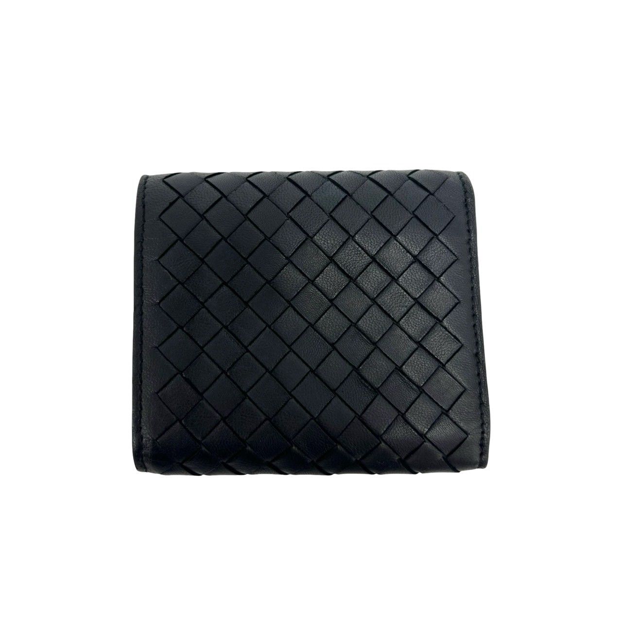 Bottega Veneta Intrecciato Leather Trifold Wallet Mini Black Handbag — view 2