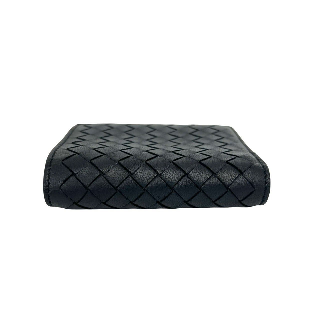 Bottega Veneta Intrecciato Leather Trifold Wallet Mini Black Handbag — view 3