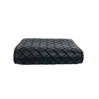 Bottega Veneta Intrecciato Leather Trifold Wallet Mini Black Handbag — view 3