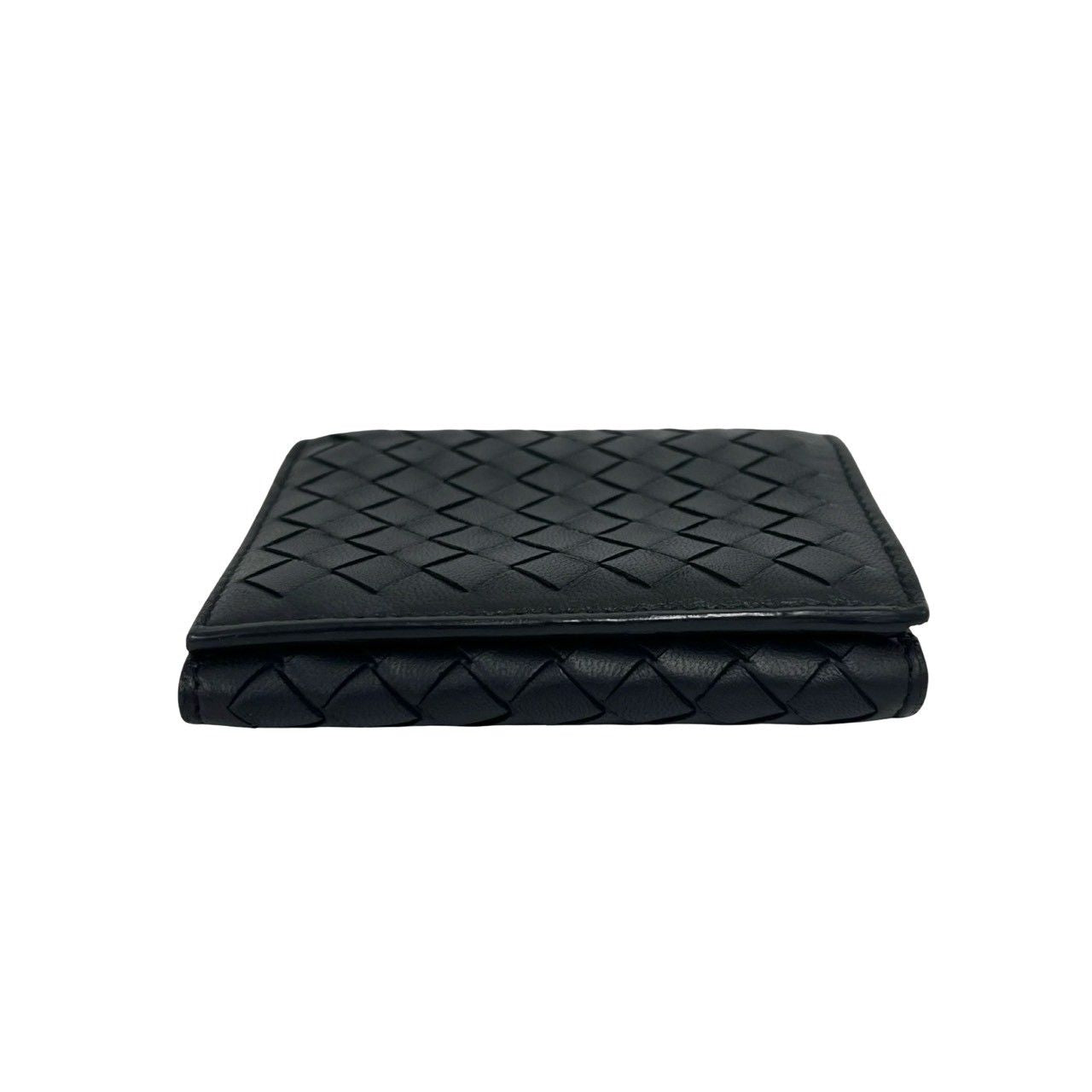 Bottega Veneta Intrecciato Leather Trifold Wallet Mini Black Handbag — view 6