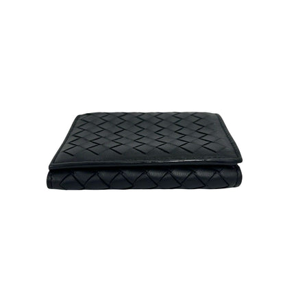 Bottega Veneta Intrecciato Leather Trifold Wallet Mini Black Handbag — view 6