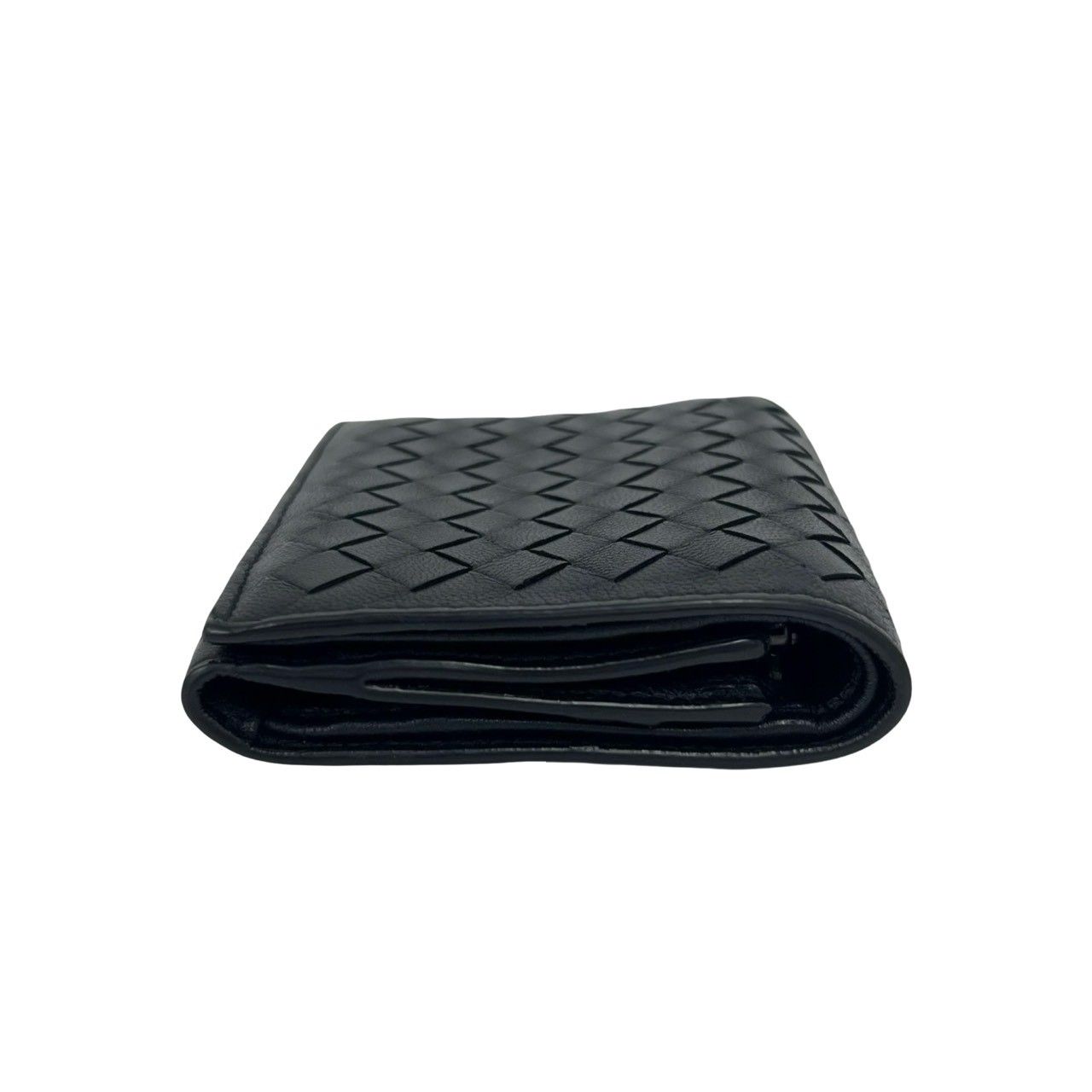 Bottega Veneta Intrecciato Leather Trifold Wallet Mini Black Handbag — view 5