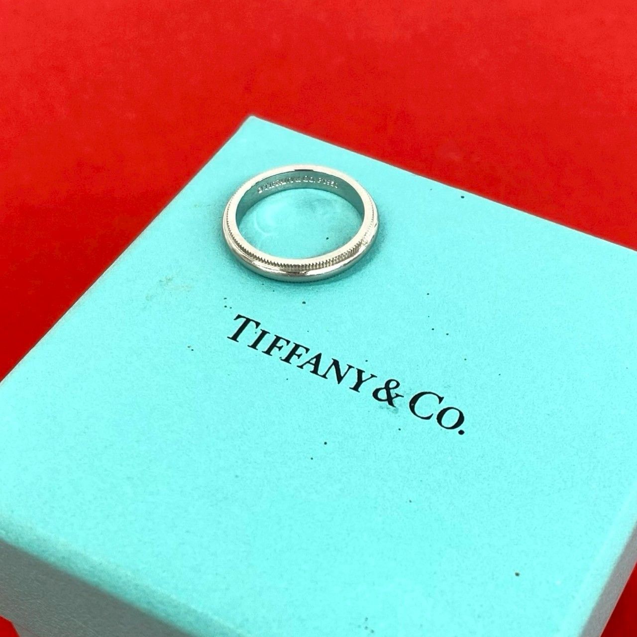 Tiffany & Co Box with Case Mil Gray Ring Platinum Silver