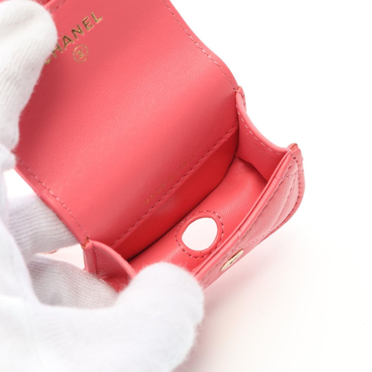 Chanel Quilted Pink Lambskin Air Pods Pro — view 3