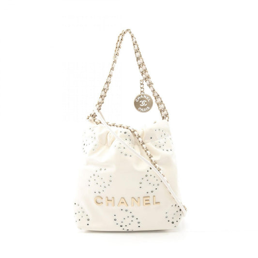 Chanel Shoulder Bag 22 Mini White Leather 22 2-Way Che