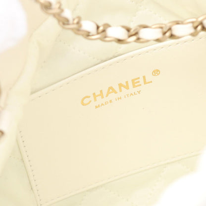 Chanel Shoulder Bag 22 Mini White Leather 22 2-Way Che — view 4