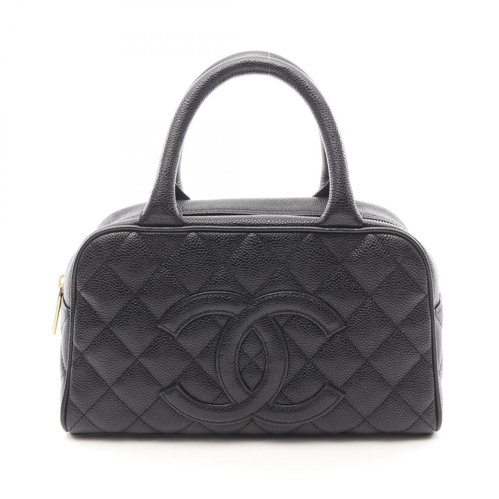 Chanel Handbag Quilted Black Leather CC Logo