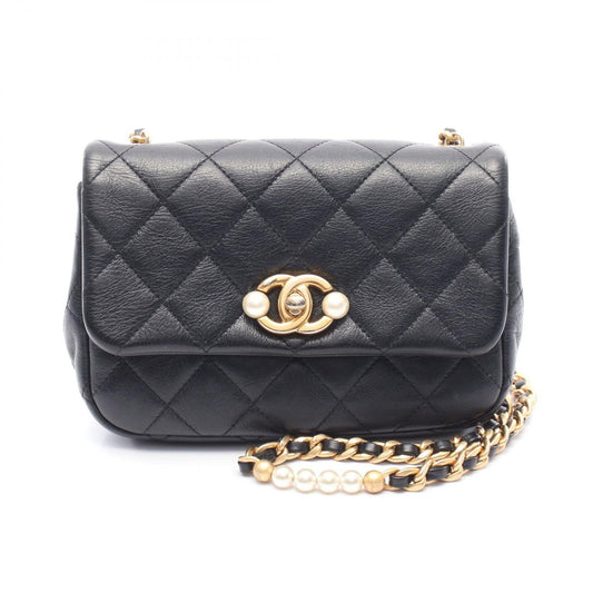 Chanel Shoulder Bag Quilted Black Leather Minimatelasse Che