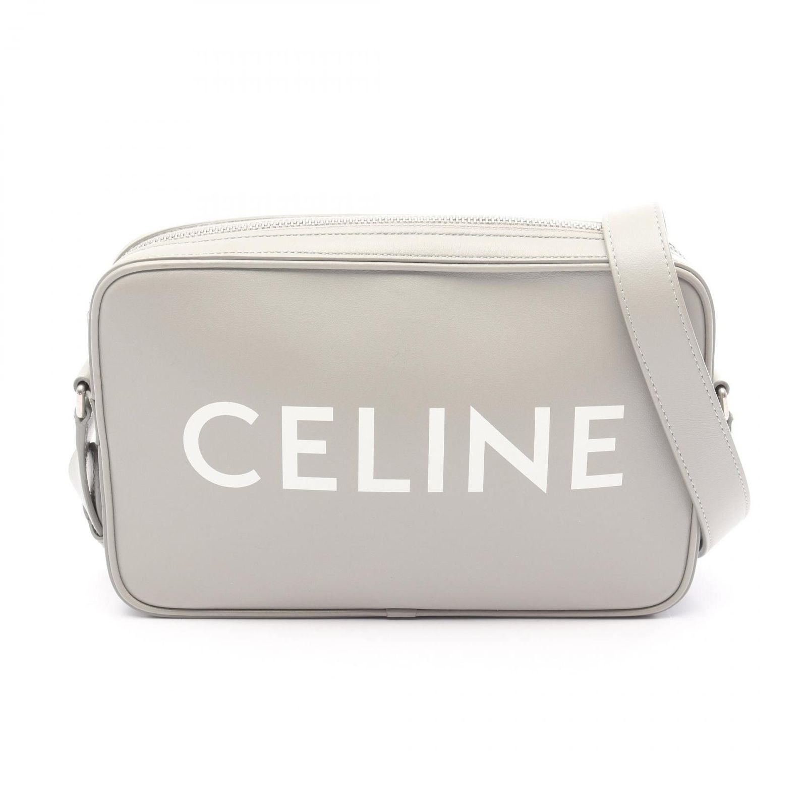 Celine Seri Shoulder Bag Midi Gray Leather Logo