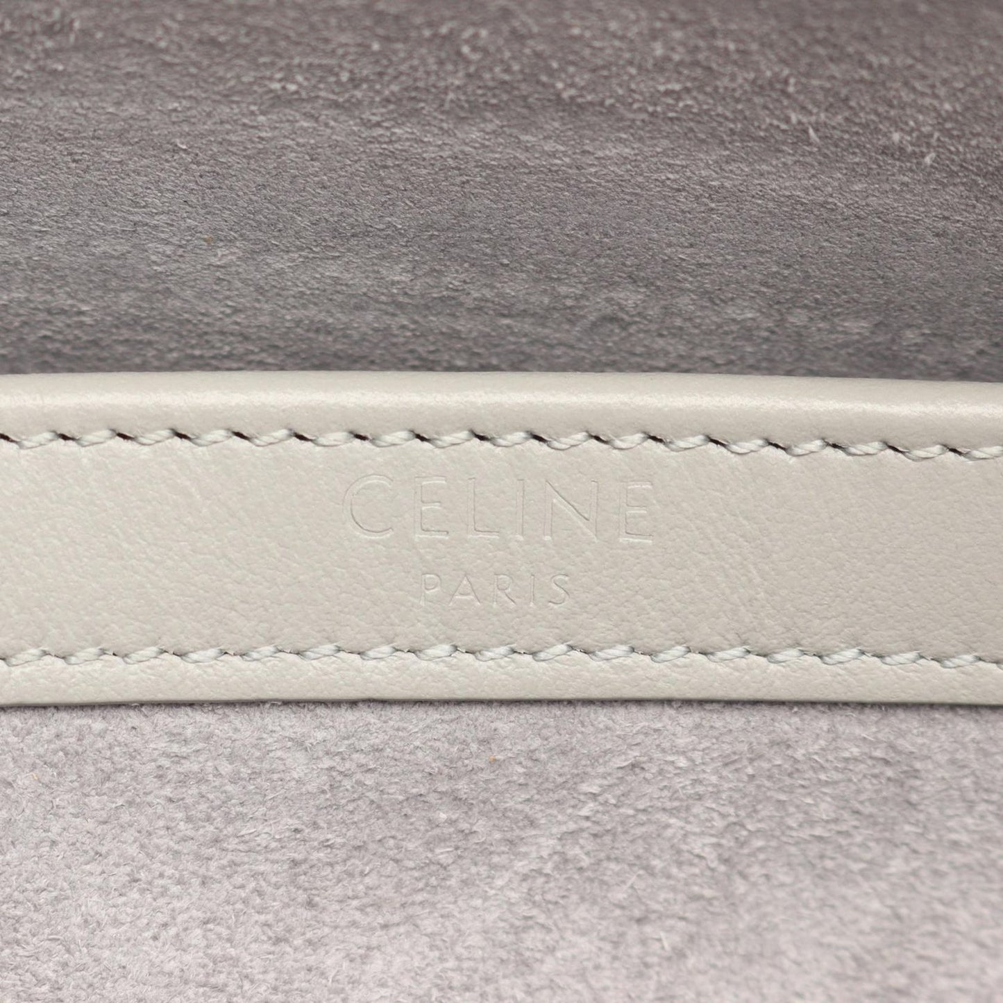 Celine Seri Shoulder Bag Midi Gray Leather Logo — view 4