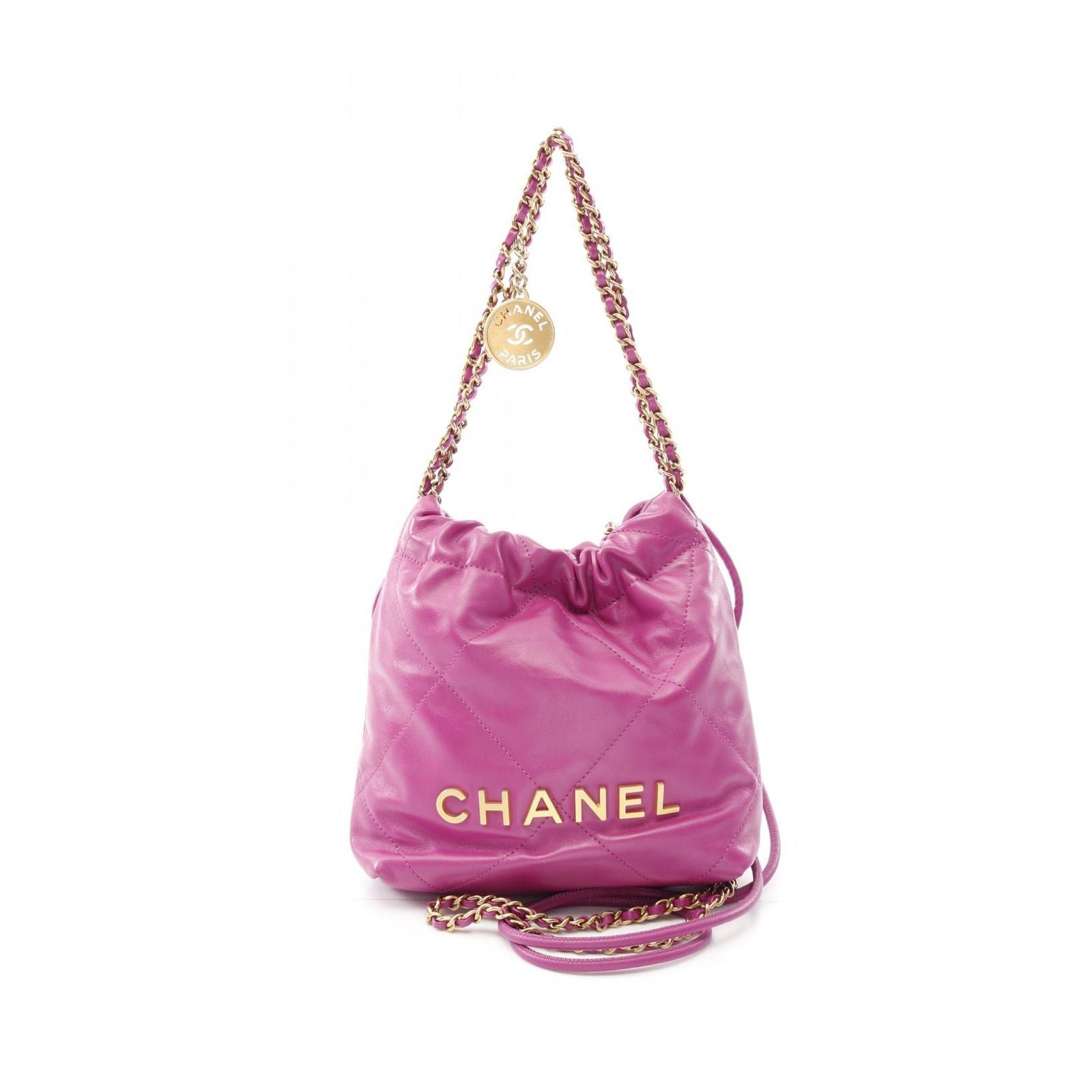 Chanel Shoulder Bag 22 Mini Purple Leather 22 Quilted 2-Way Che