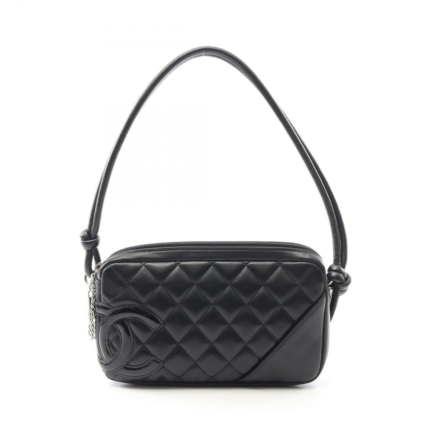 Chanel Cambon Line Black Enamel Leather Patent Shoulder Bag