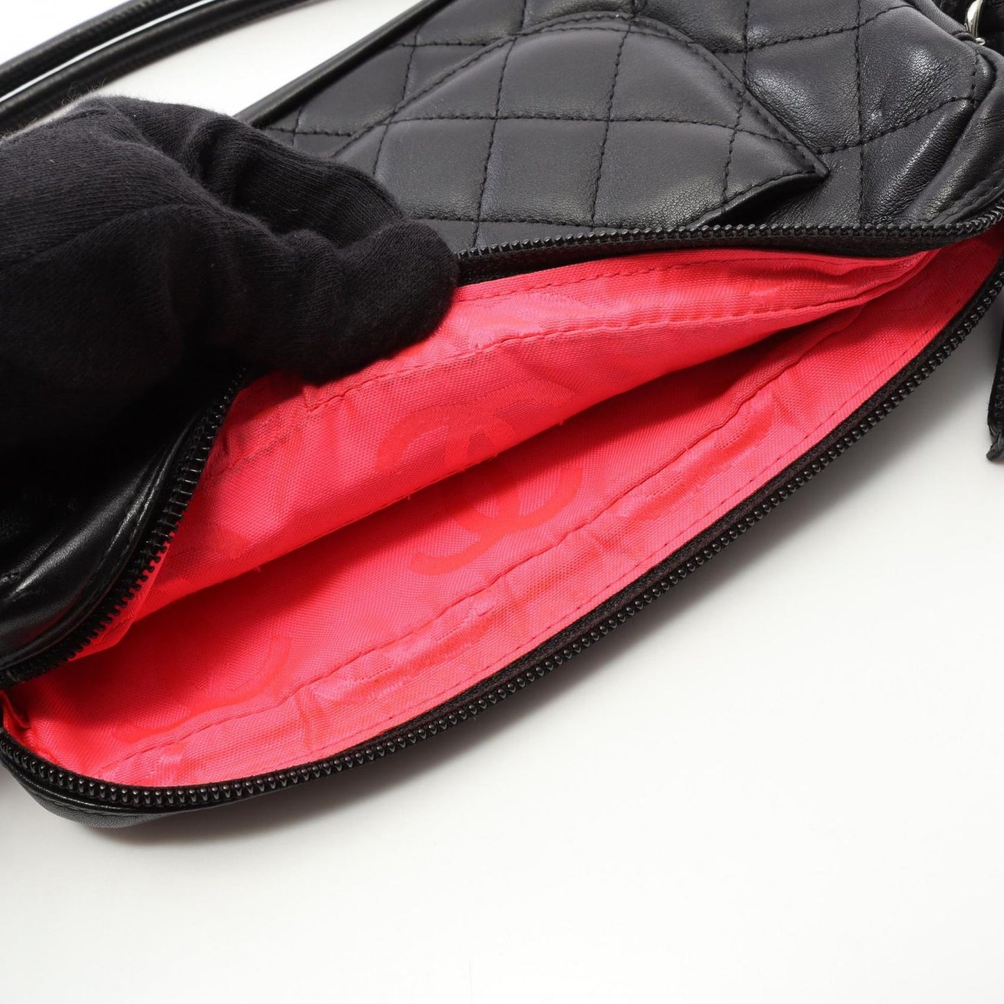 Chanel Cambon Line Black Enamel Leather Patent Shoulder Bag — view 7