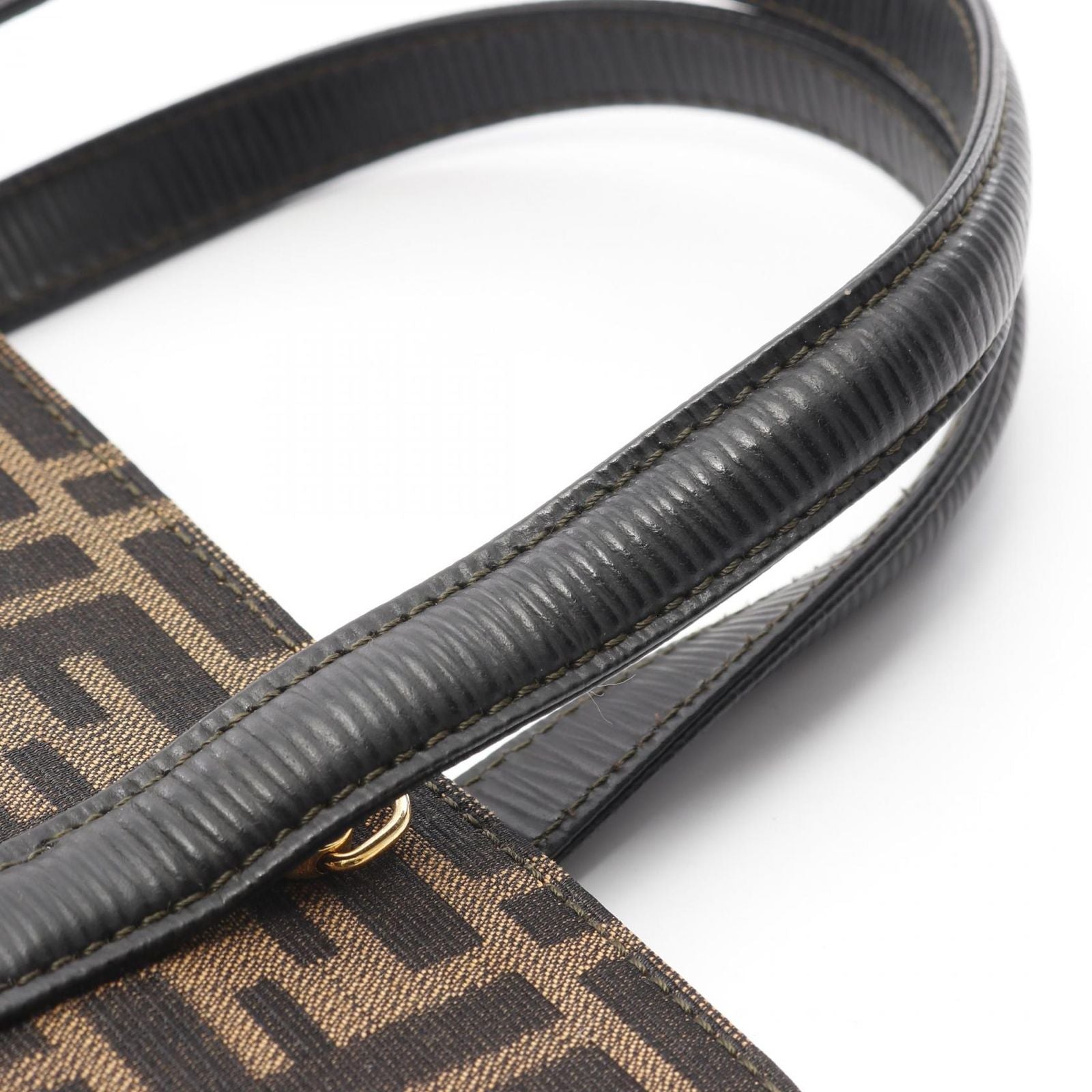 Fendi Handbag Black Khaki Canvas Leather 2-Way — view 7