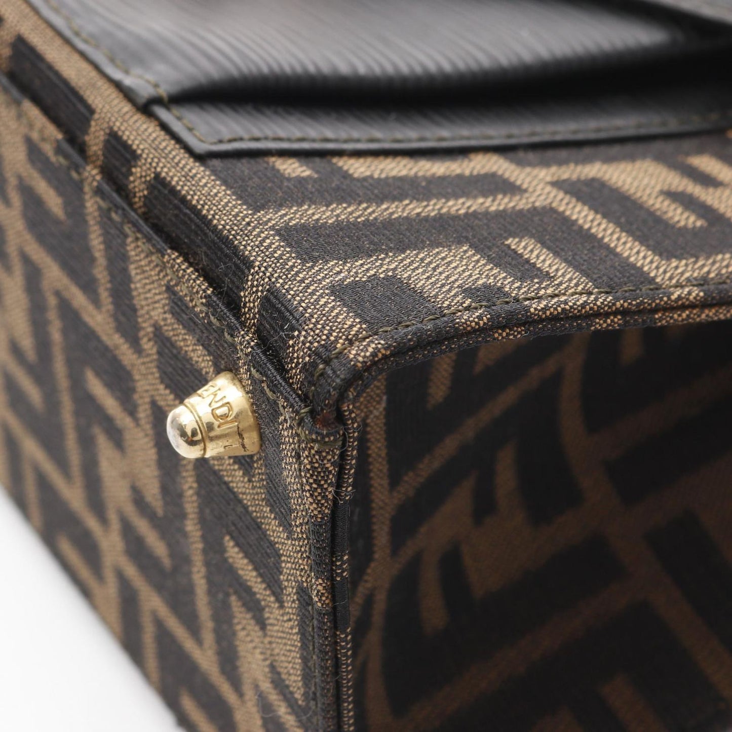 Fendi Handbag Black Khaki Canvas Leather 2-Way — view 5