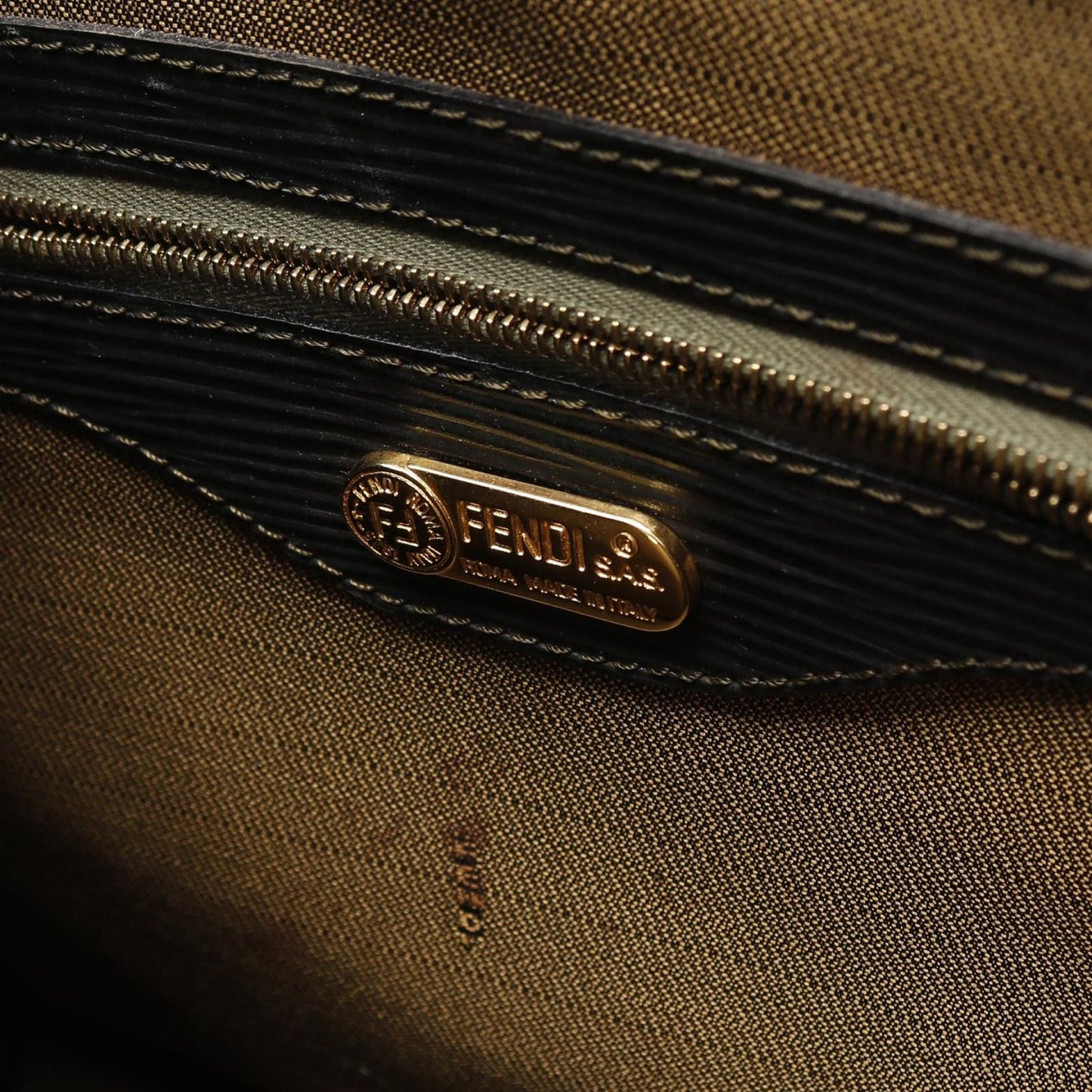 Fendi Handbag Black Khaki Canvas Leather 2-Way — view 4
