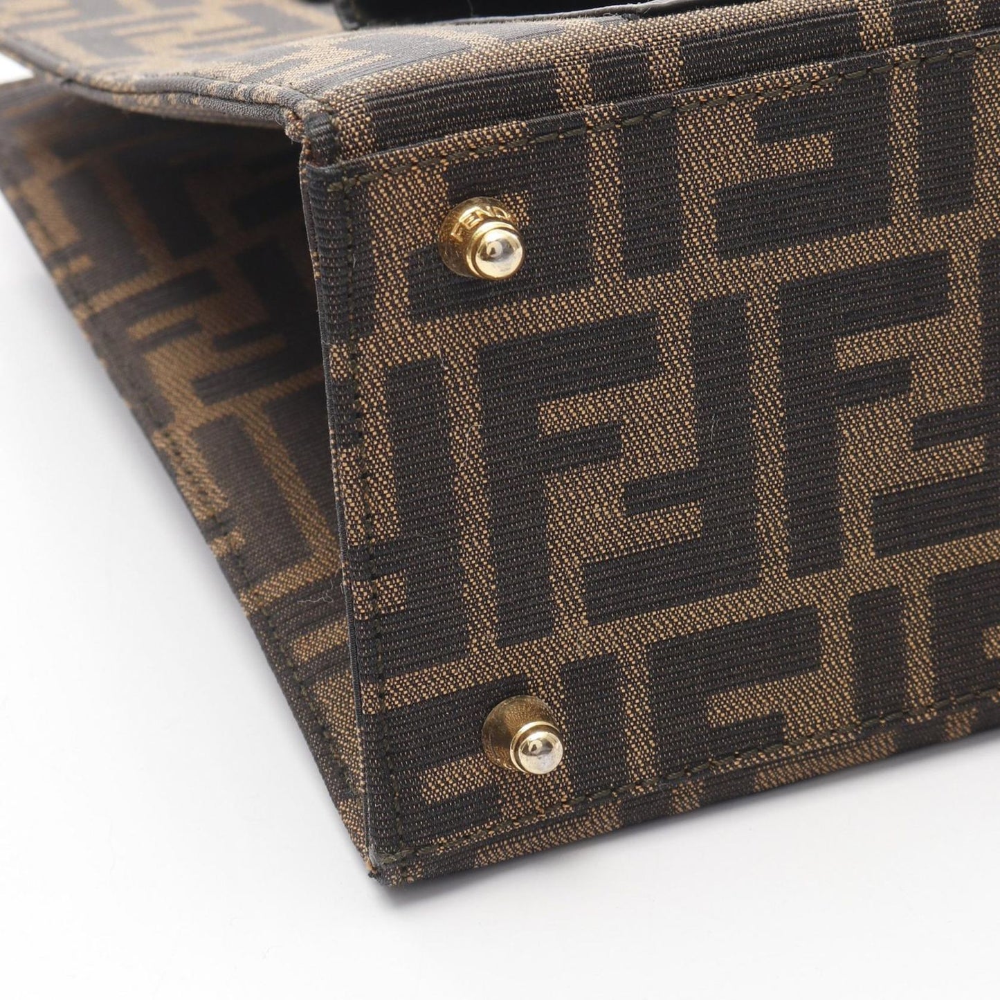 Fendi Handbag Black Khaki Canvas Leather 2-Way — view 8