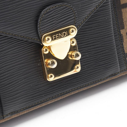 Fendi Handbag Black Khaki Canvas Leather 2-Way — view 9