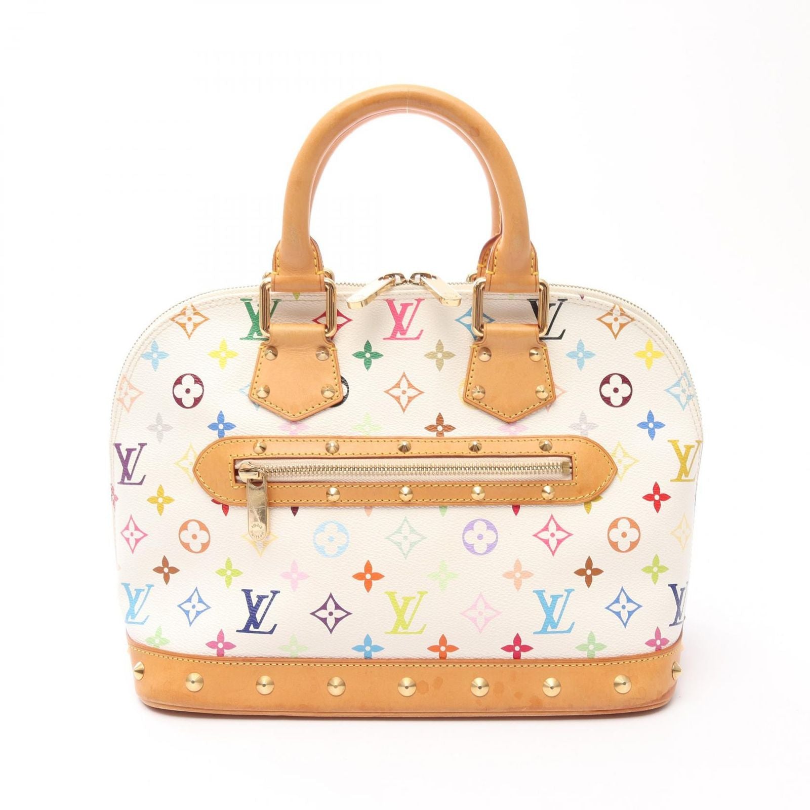 Louis Vuitton Handbag Alma Blanc Canvas Leather