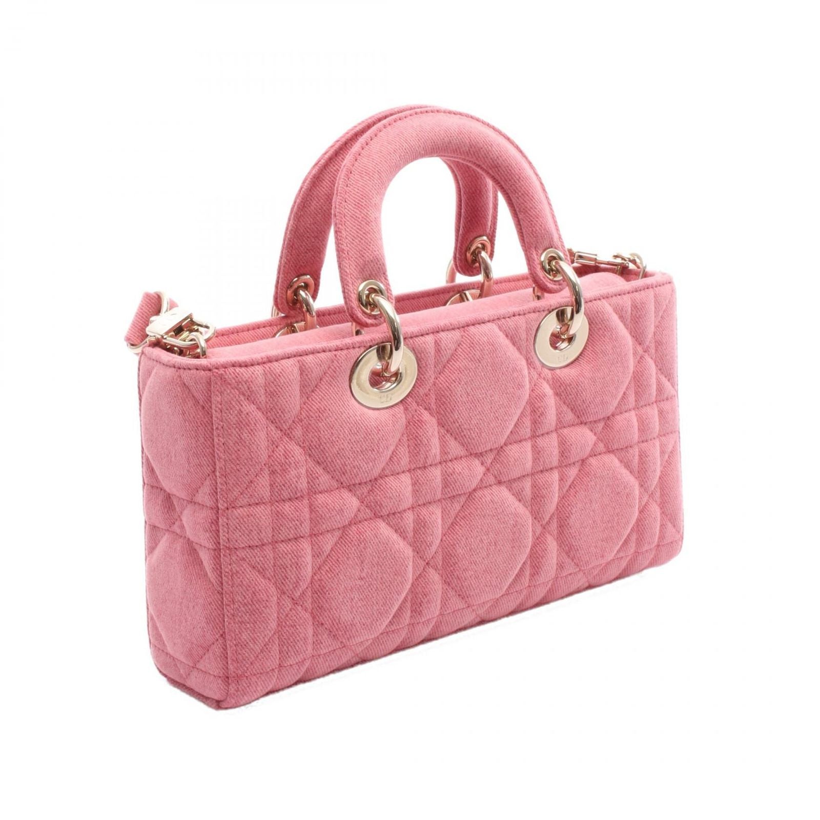 Dior Dio Handbag D-joy Midi Cannage Pink Denim — view 2