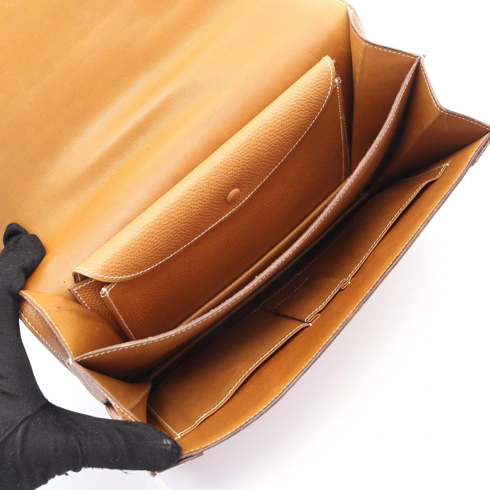 Hermes Handbag Aof Gold Leather — view 3