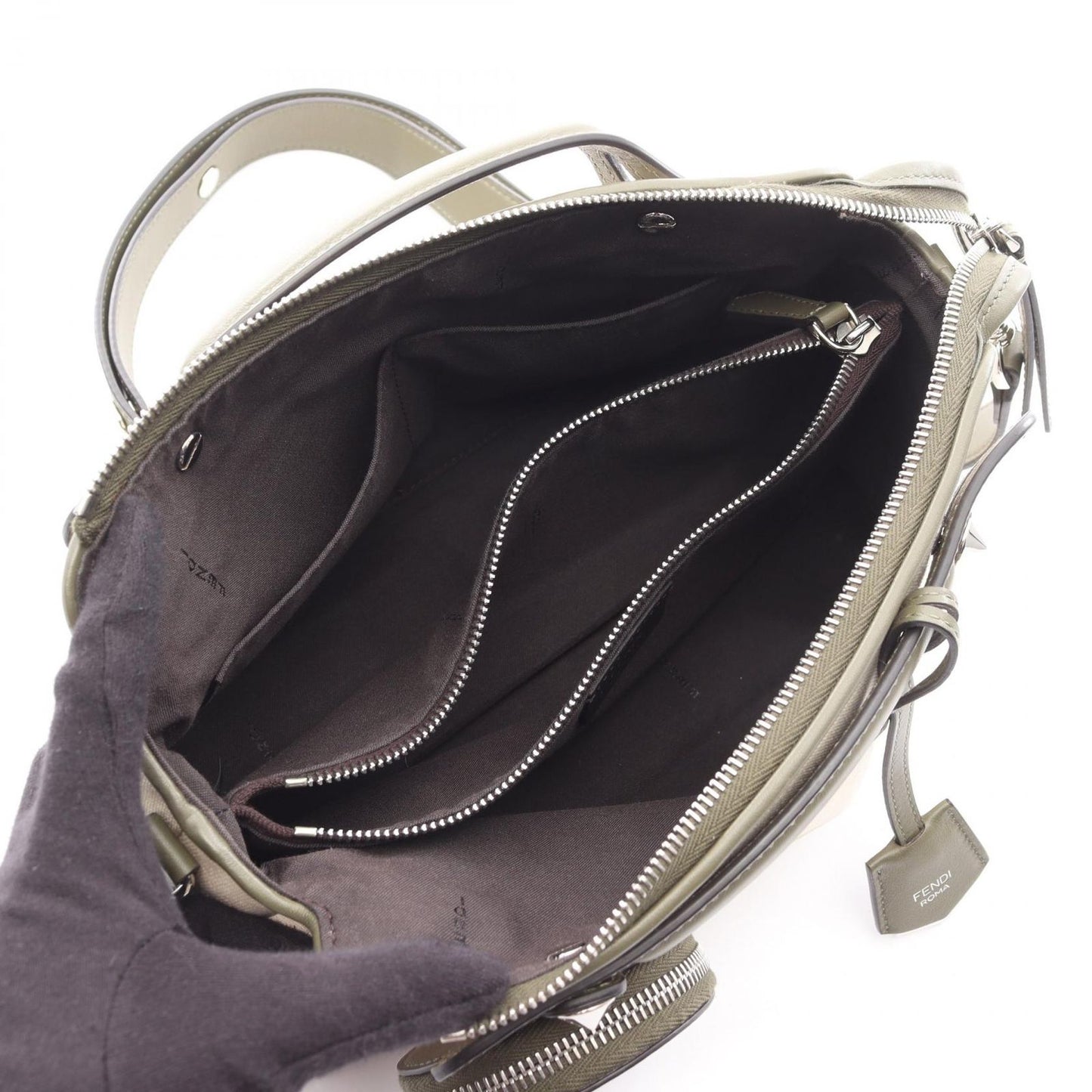 Fendi Handbag by the Way Medium Midi Nalale Khaki Canvas — view 3
