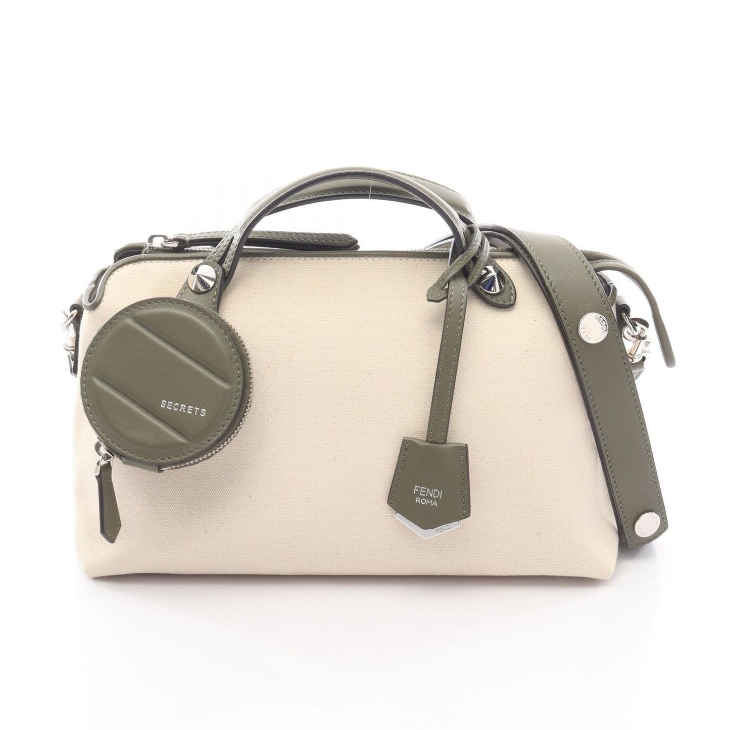 Fendi Handbag by the Way Medium Midi Nalale Khaki Canvas